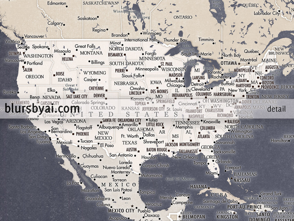 map prints world maps with main cities capitals countries and stat blursbyai