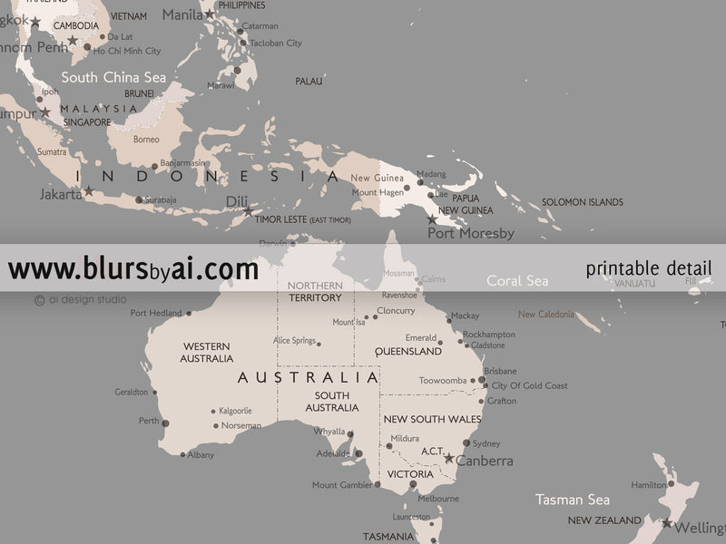 World Map With Countries And Capitals Labeled