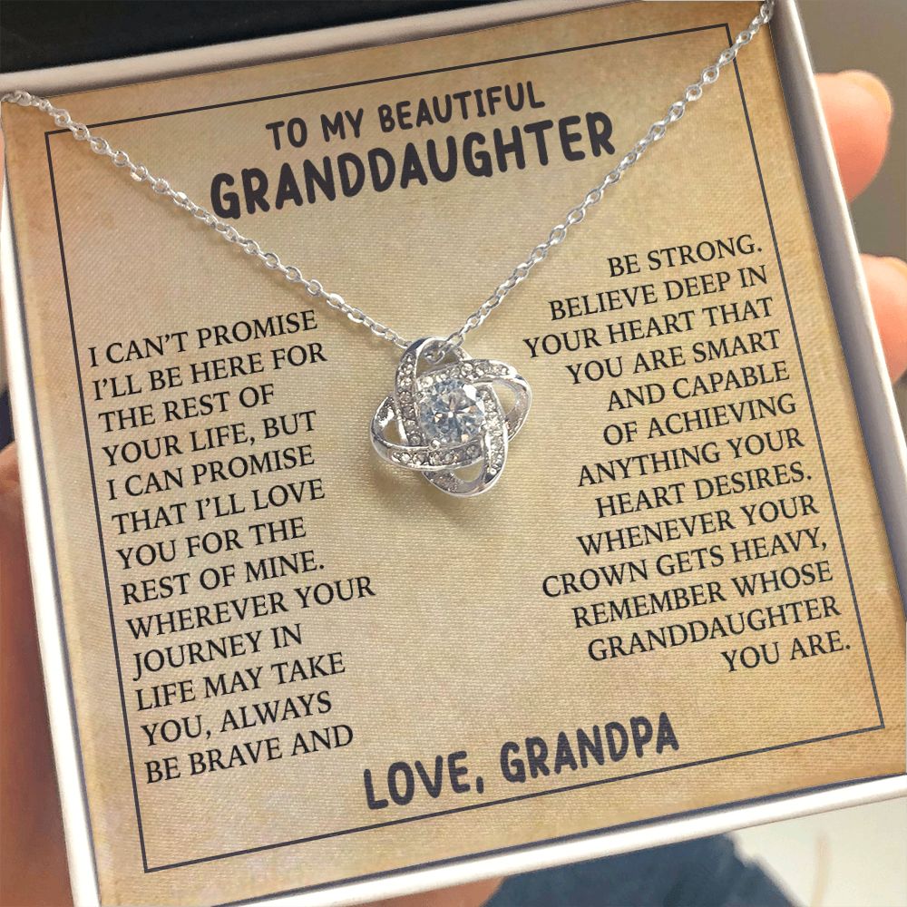 [ALMOST SOLD OUT] To My Beautiful Granddaughter - Always Be Brave And Be Strong - Love Knot Necklace - God Bless Grandparents product image