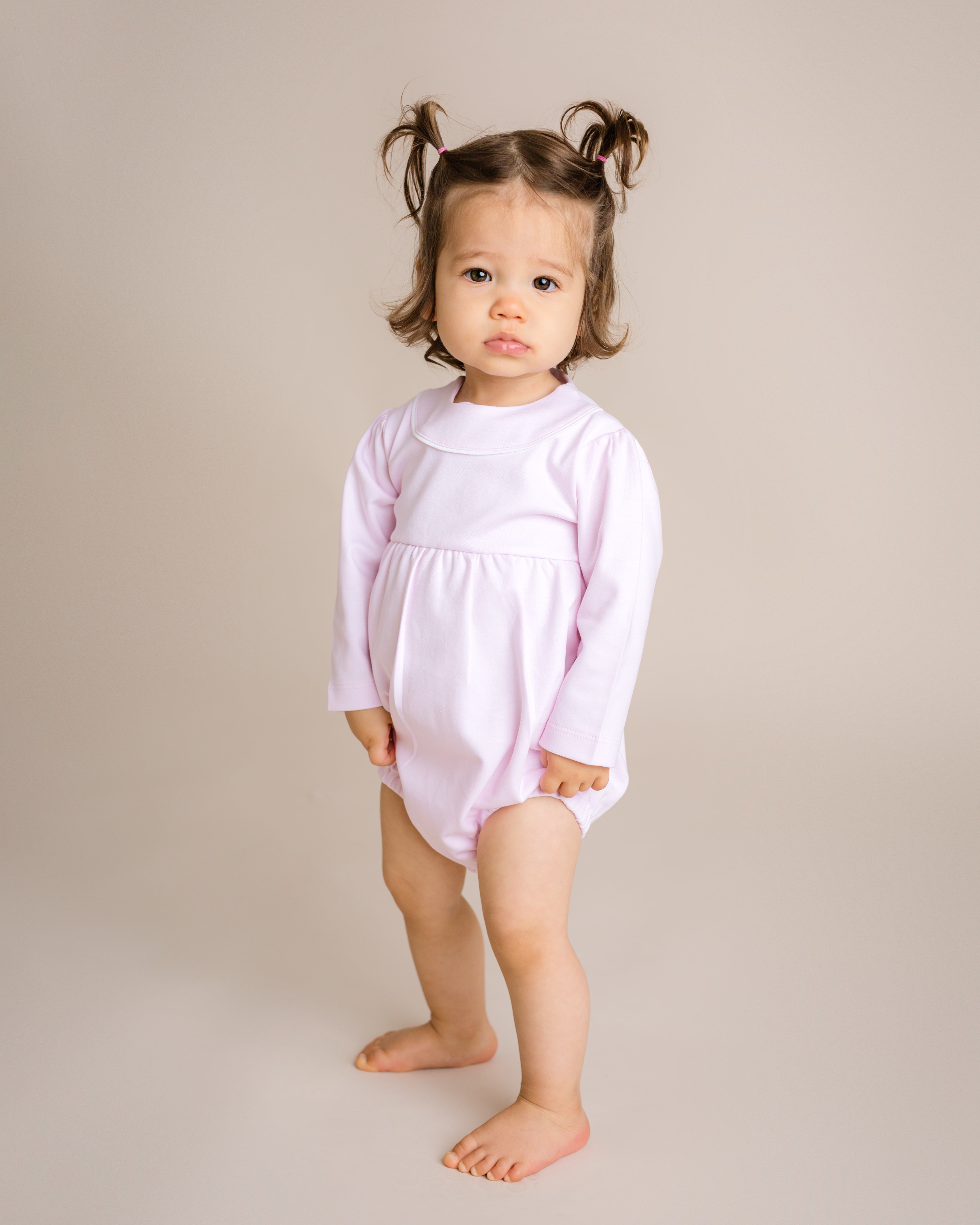 Pink Long Sleeve Jersey Bubble Romper