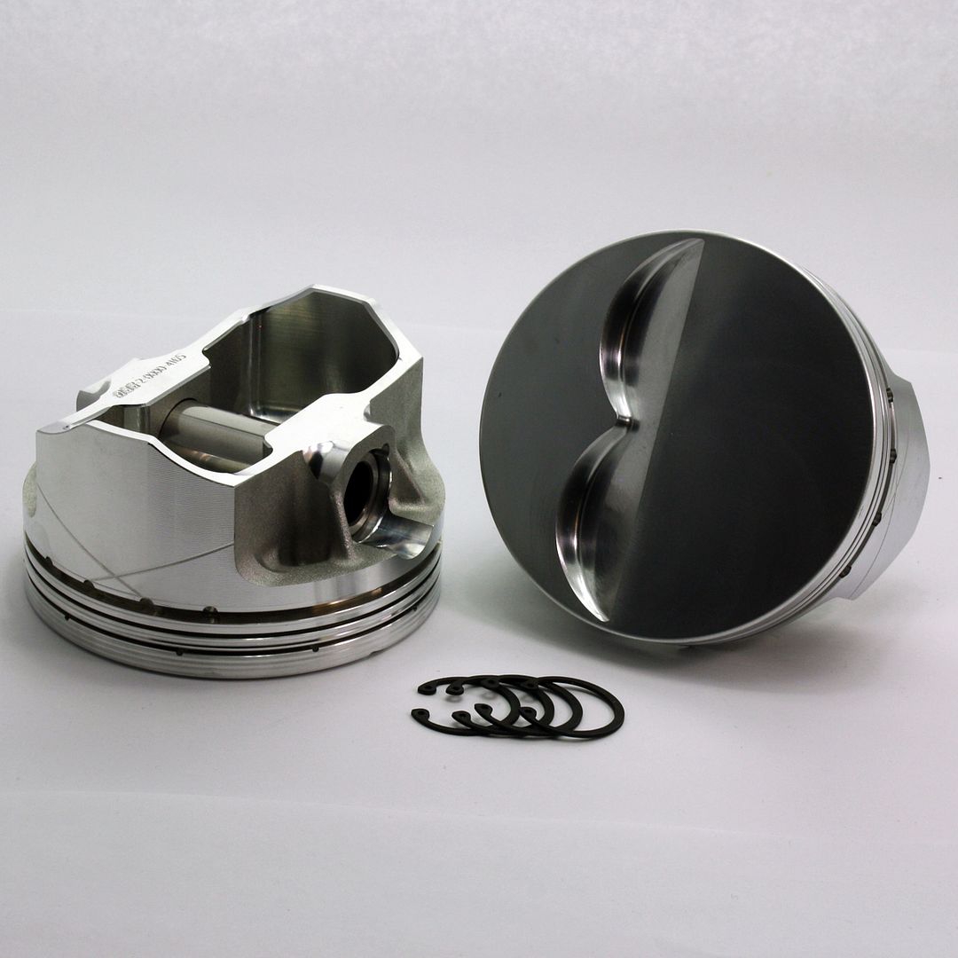 2060-3796 305 Small Block Chevy FX Series -5cc Flat Top SBC 23 Degree Forged Piston Set 3.796 inch bore Pin Dia.: 0.927" Comp Height: 1.56"