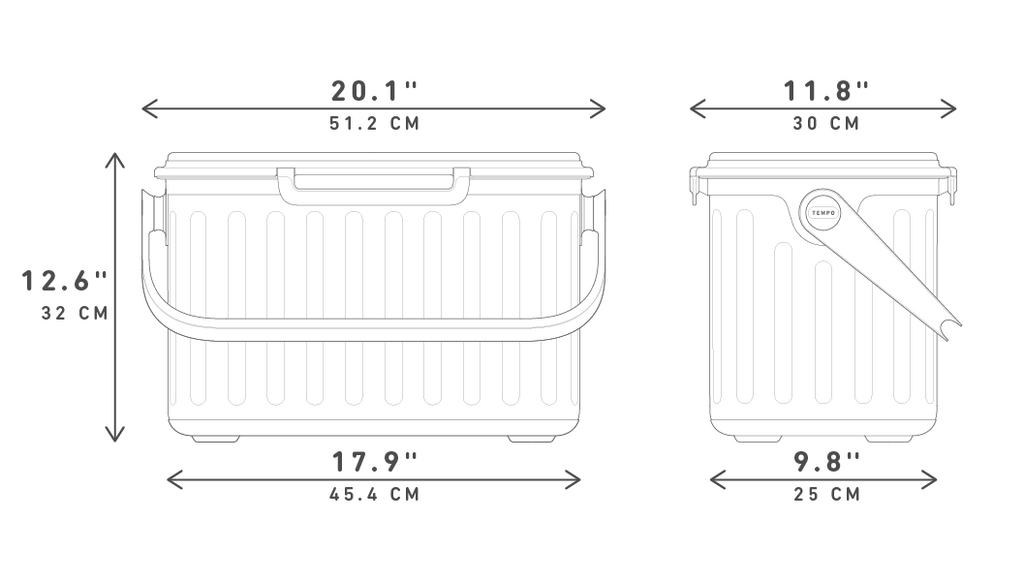 Tempo Cooler external dimensions