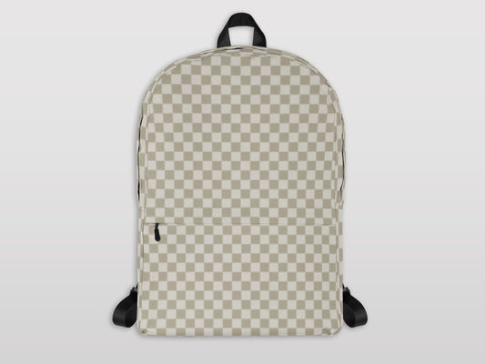 White Checkered Backpack Purse