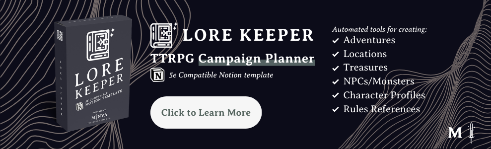 Lore Keeper 5e Campaign Planner for Notion