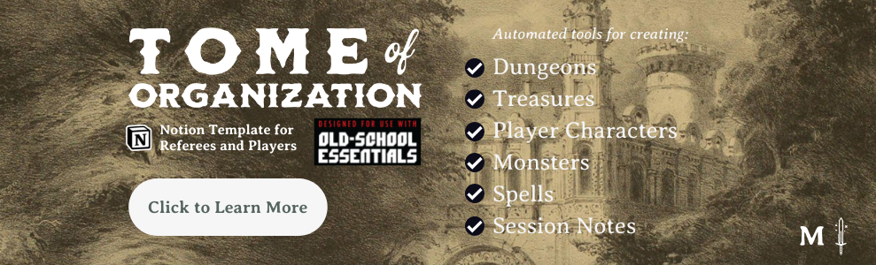 Tome of Organization Notion Template: Designed for Old-School Essentials