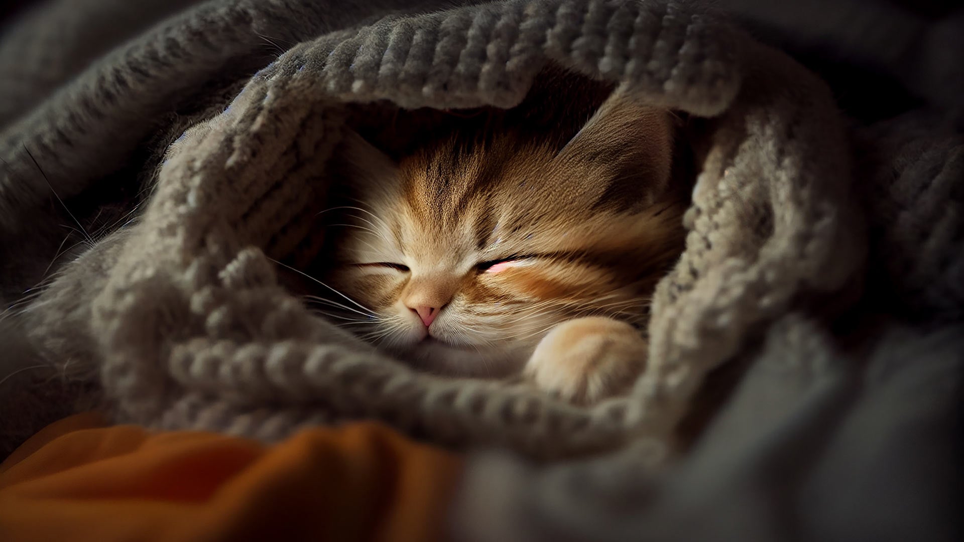 cute-kitten-with-striped-fur-sleeping-blanket