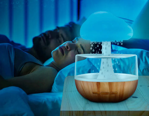 Humidificateur en forme de nuage de pluie, lampe d'aromathérapie relaxante,  diffuseur de son de pluie