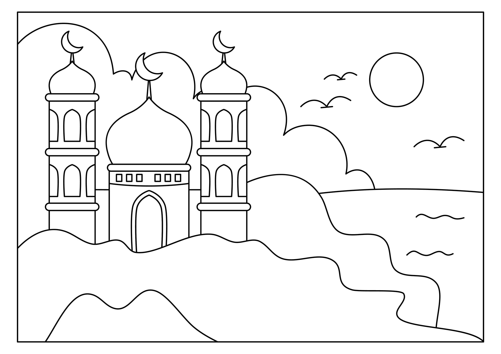 Ramadan Decoration Prints Mosque Desert