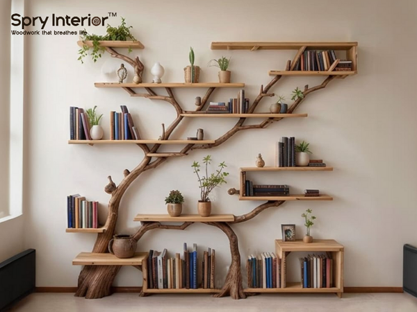 multi-compartment tree bookshelf