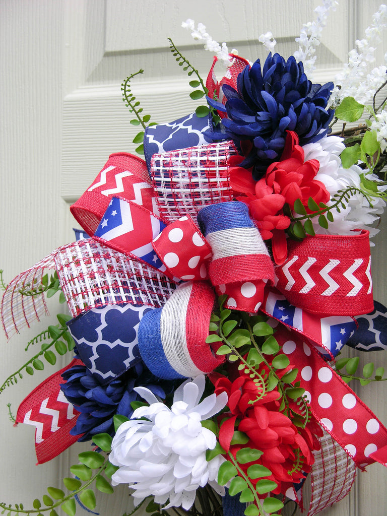 Double Bow Patriotic Wreath Milanddil Designs