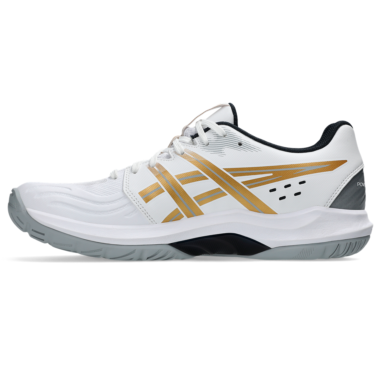 Asics Men's Powerbreak FF Indoor Court Shoes White Rich Gold