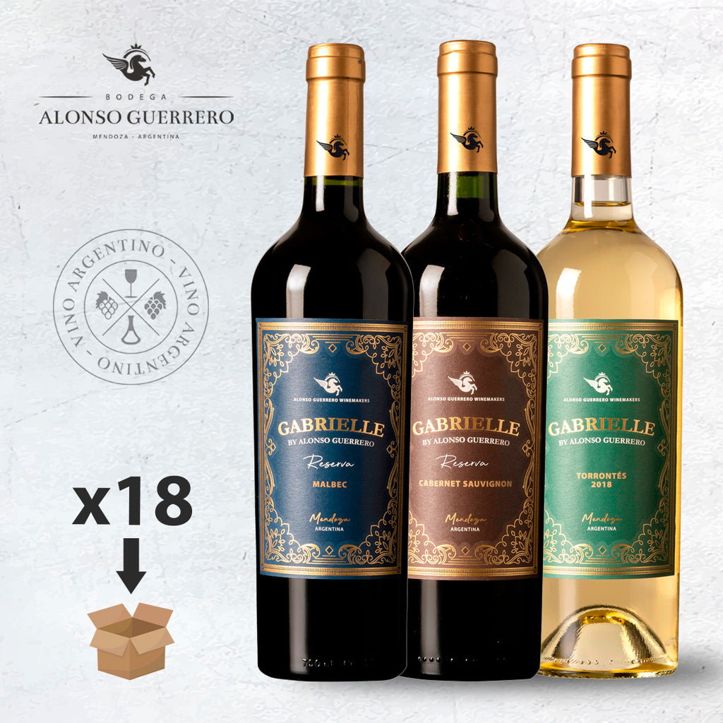 COMBO MIX GABRIELLE RESERVA 18x750ml Malbec + Cabernet Sauvignon + Tor –  Bodega Alonso Guerrero