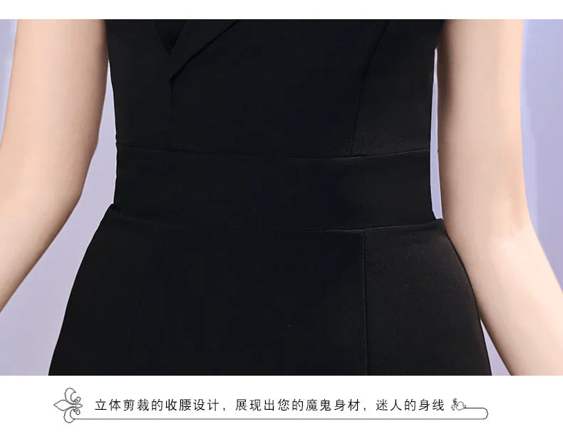 Host evening dress, light luxury, niche one shoulder black long dress, fishtail, one shoulder dress, female - F.A. Mirage