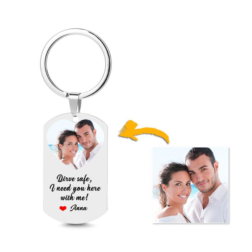 Custom Drive Safe I Need You Here with Me Keychain Unique Gift For Couple
