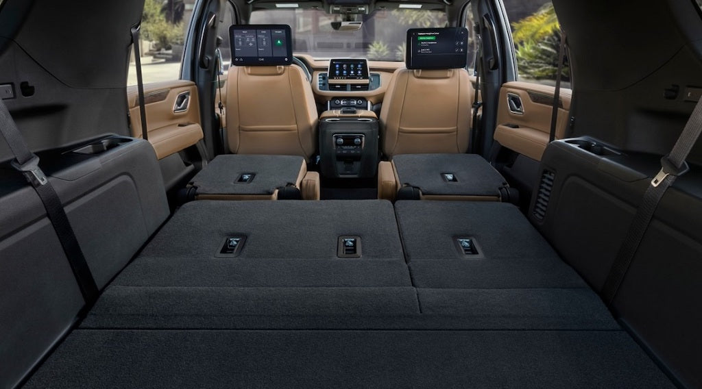 Spacious rear of a new Chevy Suburban