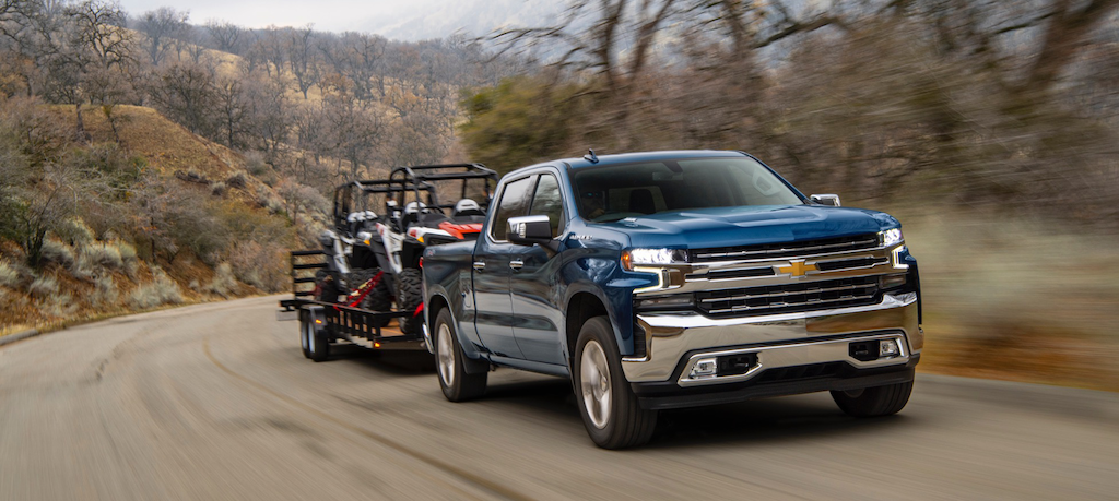 Chevy Silverado 1500 with Timbren SES towing a trailer