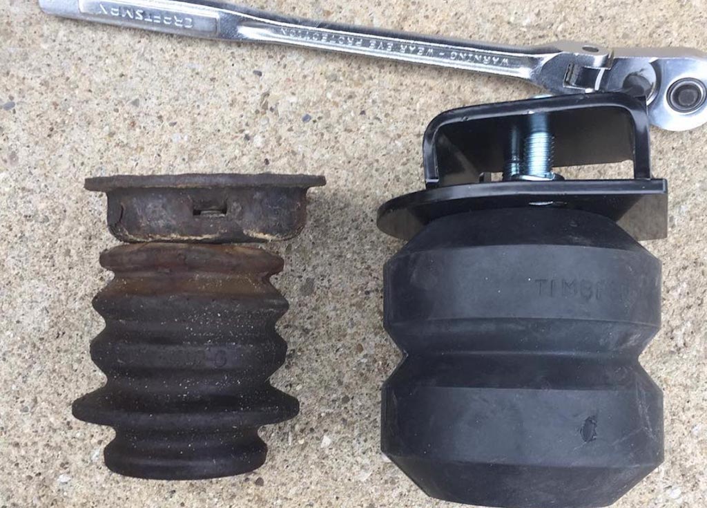 Comparing new timbren SES bumpstop with factory bumpstop