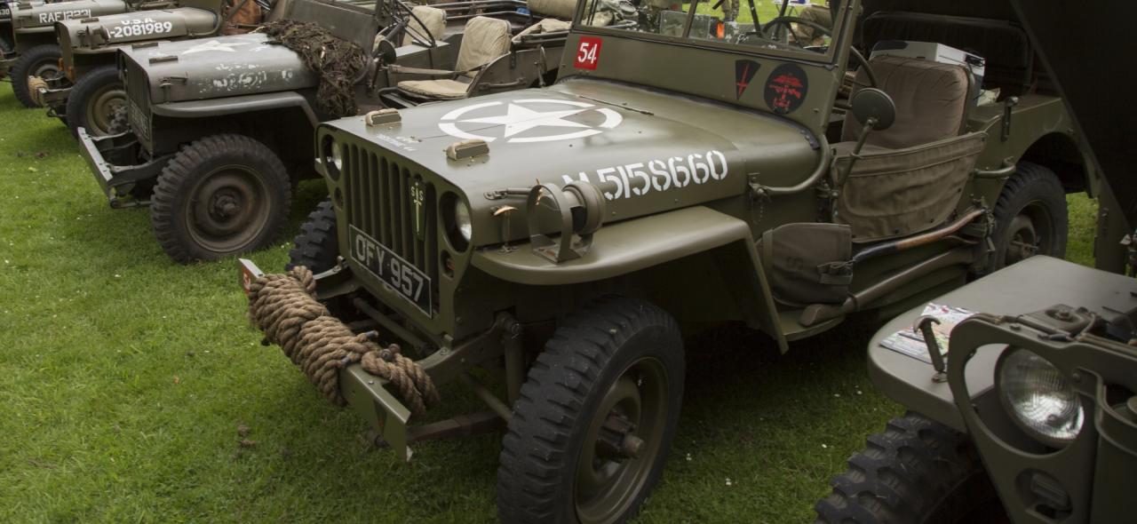 Line of WWII Jeeps