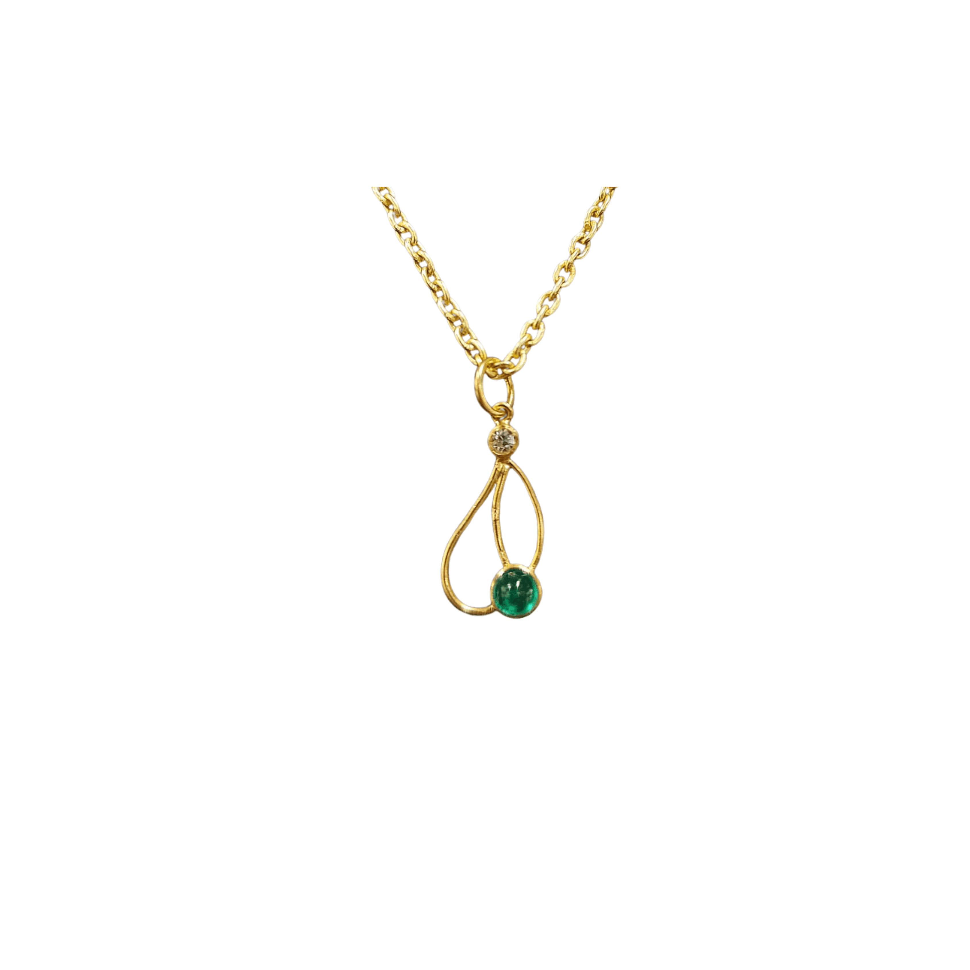 18k Gold Emerald & Diamond Pendant Designer