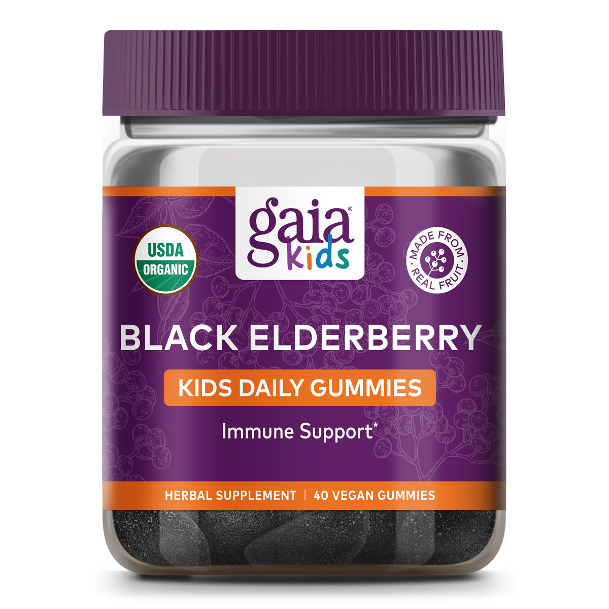 Black Elderberry Kids Daily Gummies - 40 Gummies | Gaia Herbs