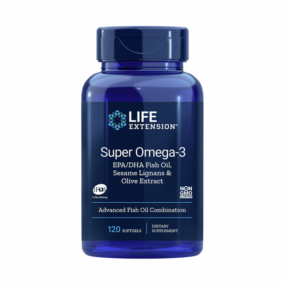 Super Omega-3 EPA/DHA with Sesame Lignans & Olive Extract - 120 Softgels | Life Extension