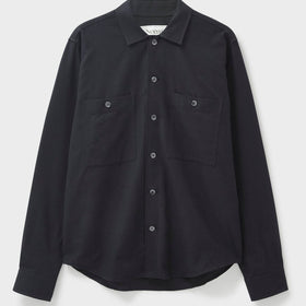 Picture of Recycled Italian Black Flannel Double Pocket Overshirt