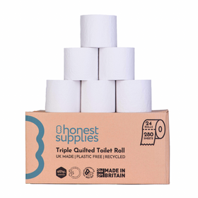 A cardboard box of Honest Supplies 24 toilet rolls