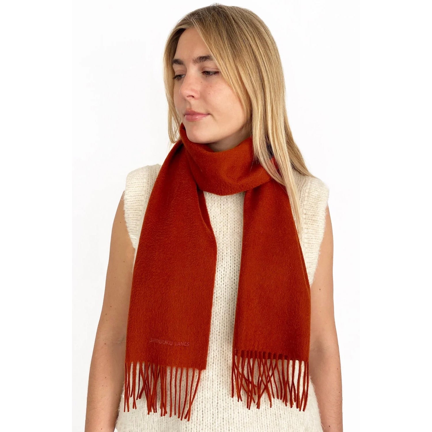 Product picture of 100% Organic Cashmere Scarf - Cinnabar Red