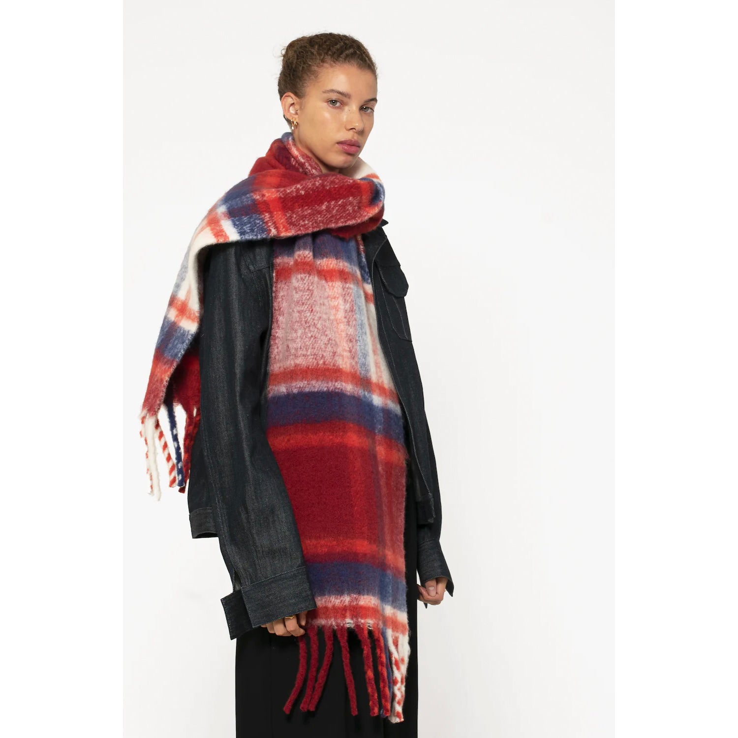 Product picture of REplaid Oversized Mohair Scarf - Red & Navy