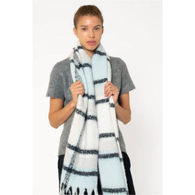 Picture of REplaid Oversized Mohair Scarf - Sky Blue & Black