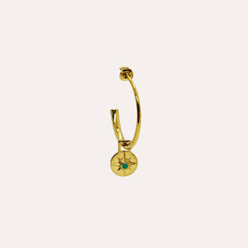Picture of ASTRID CHARM SMALL HOOPS  - 18ct Gold Plated - Green Malachite
