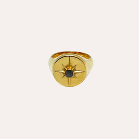 Picture of ASTRID RING - 18ct Gold Plated - Black Mother Of Pearl