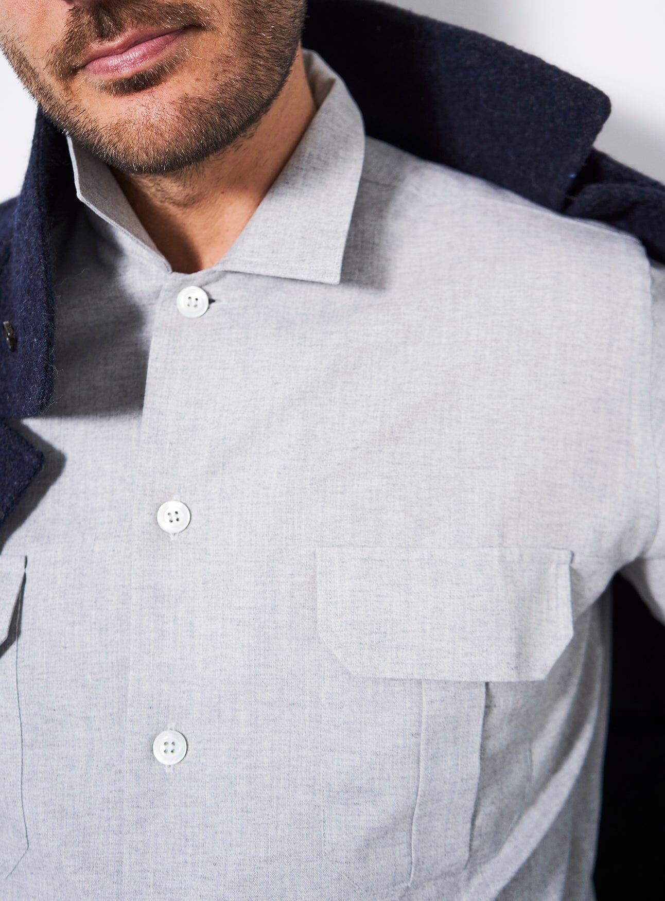 Product picture of Recycled Italian Light Grey Flannel Over-Shirt