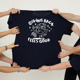 Picture of 'Giving Back Feels Good' Navy Organic Cotton Graphic T-shirt