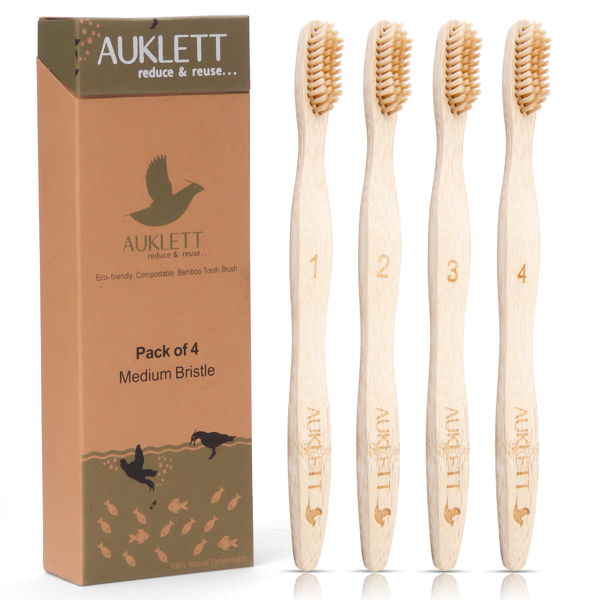 Product picture of Bamboo Toothbrushes – Pack of 4 (Numbered)