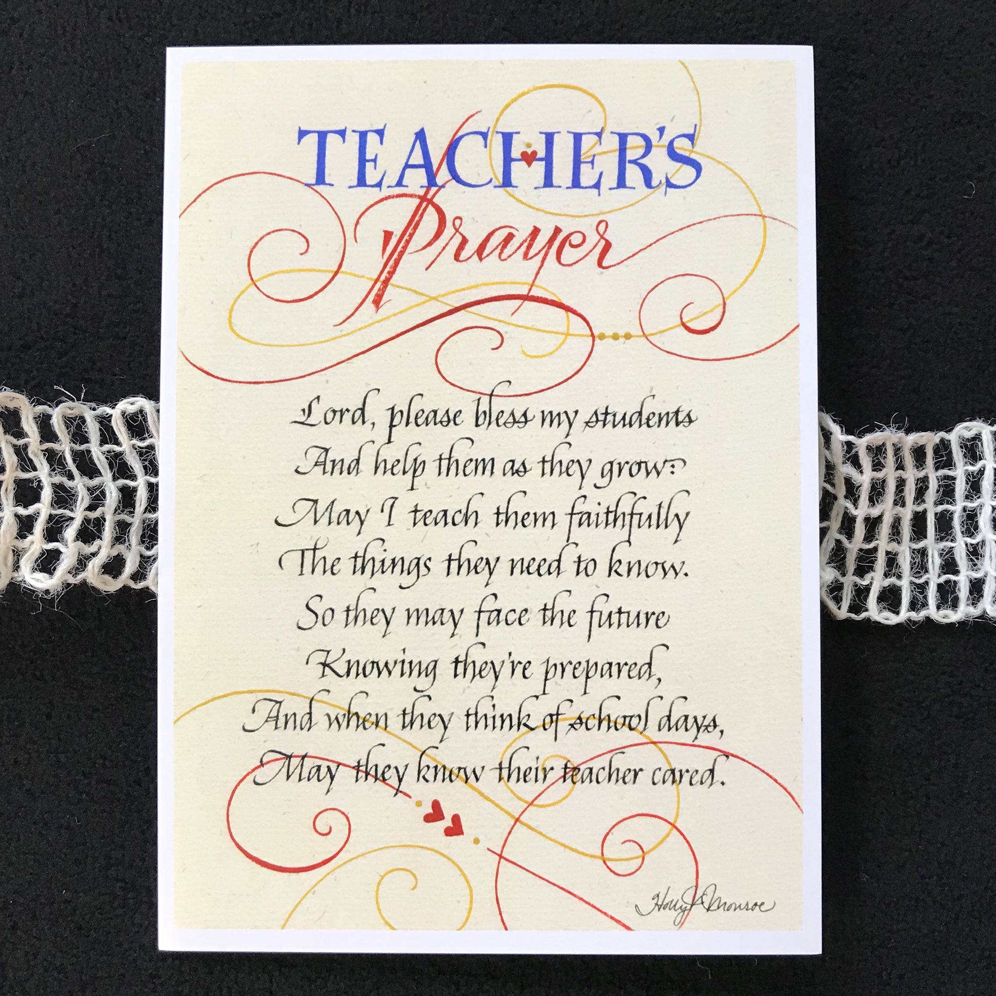 you upon thank retirement letter Heirloom â€“ Teacher's Prayer   Calligraphy Monroe Holly