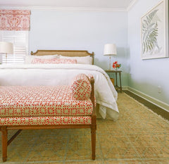 Cozy bedroom with a natural jute rug