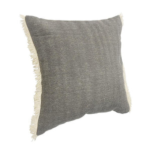 Charcoal Gray Solid Fringed LR07529 Throw Pillow - Rug & Home