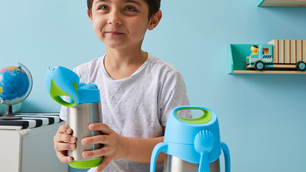 child staying hydrated with b.box insulated drink bottle