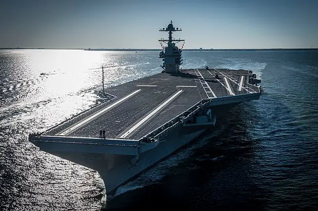 Bow view of USS Gerald R. Ford (CVN-78) underway on 8 April 2017