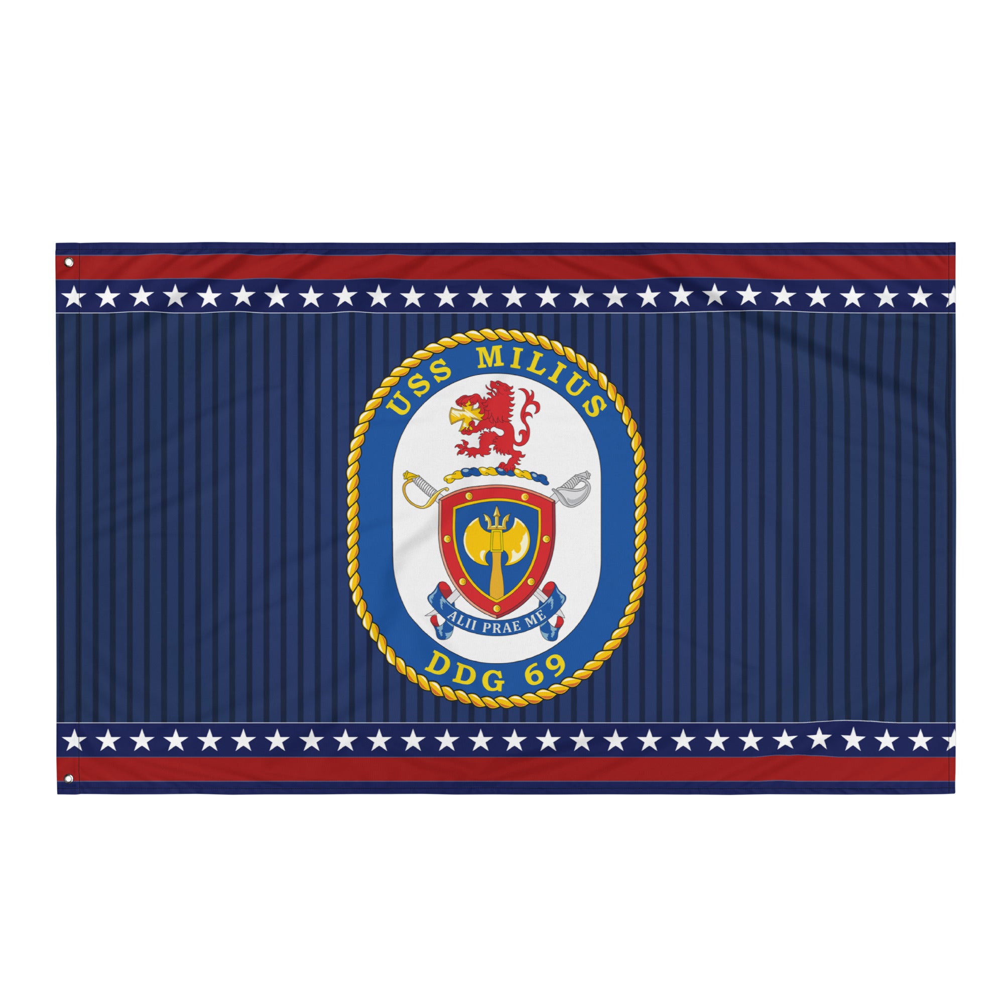 Patriotic USS Milius (DDG-69) Ship's Crest Wall Flag