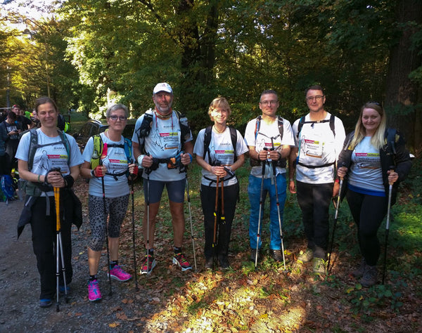 Das Wrightsock-Megamarsch-Team am Start in Frankfurt