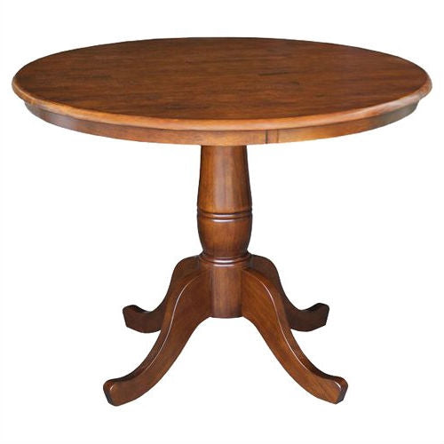 Round 36-inch Pedestal Dining Table in Espresso Finish Photo 1