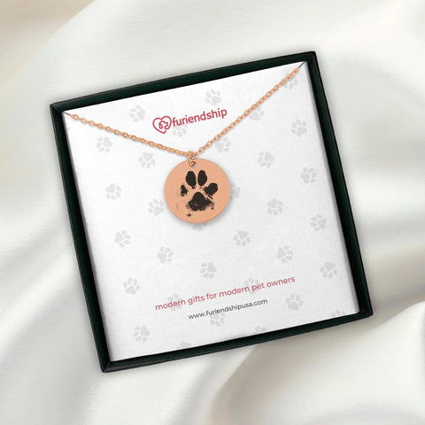 Furiendship rose gold real paw print necklace