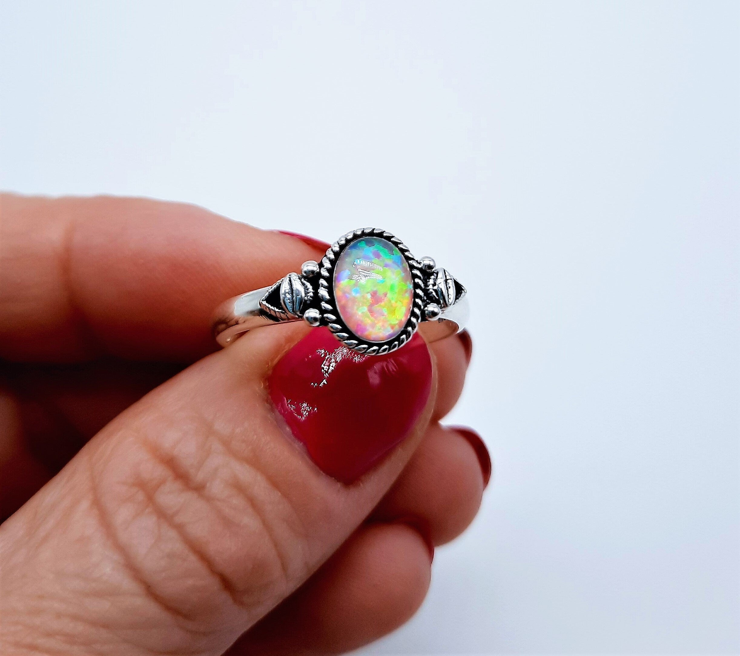 Unisex 925 Sterling Silver Opal Gemstone Ring, 6us To 9us at Rs 500 in  Jaipur