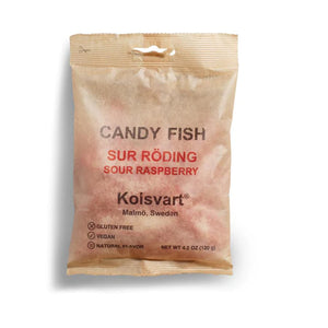 Kolsvart Sur Roding Sour Raspberry Swedish Candy Fish 120g - Aji - Grape Swedish Fish