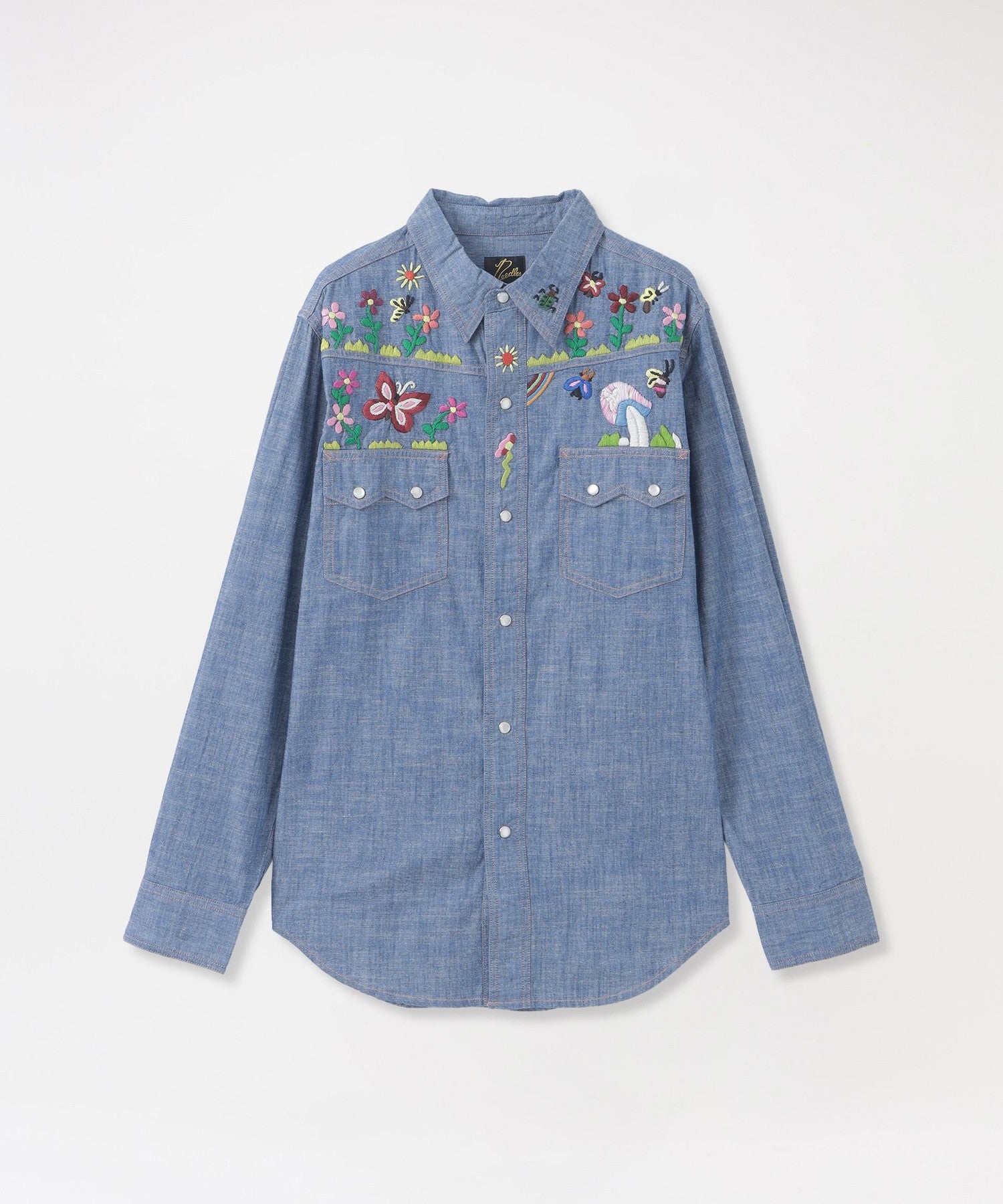 LOVELESS Needles/ˡɥ륺ۥ󥷥 Western Shirt - Cotton Chambray / India Emb.OT213 Blue