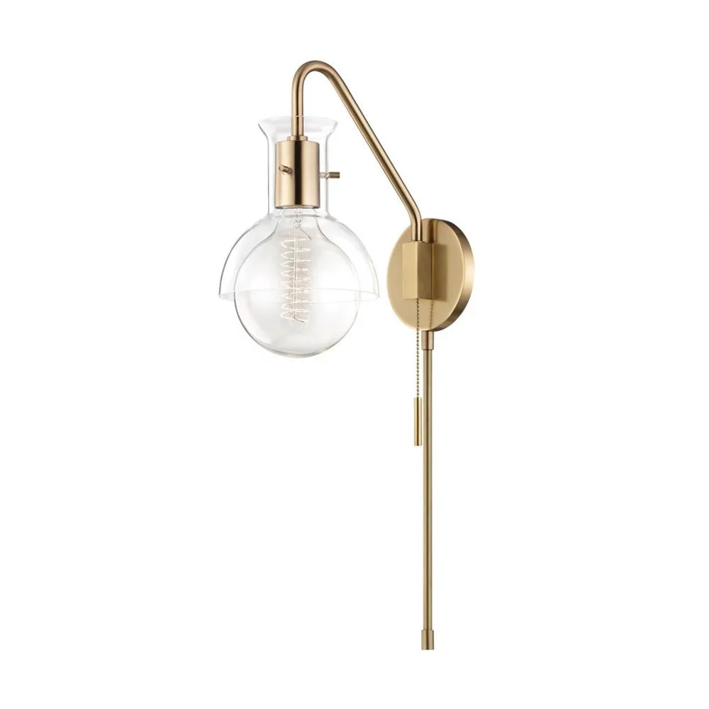 -One Light Wall Sconce With Plug And Glass In Style-6.25 Inches Wide By 11.75 Inches High-Aged Brass Finish Mitzi Hl111101g-Agb
