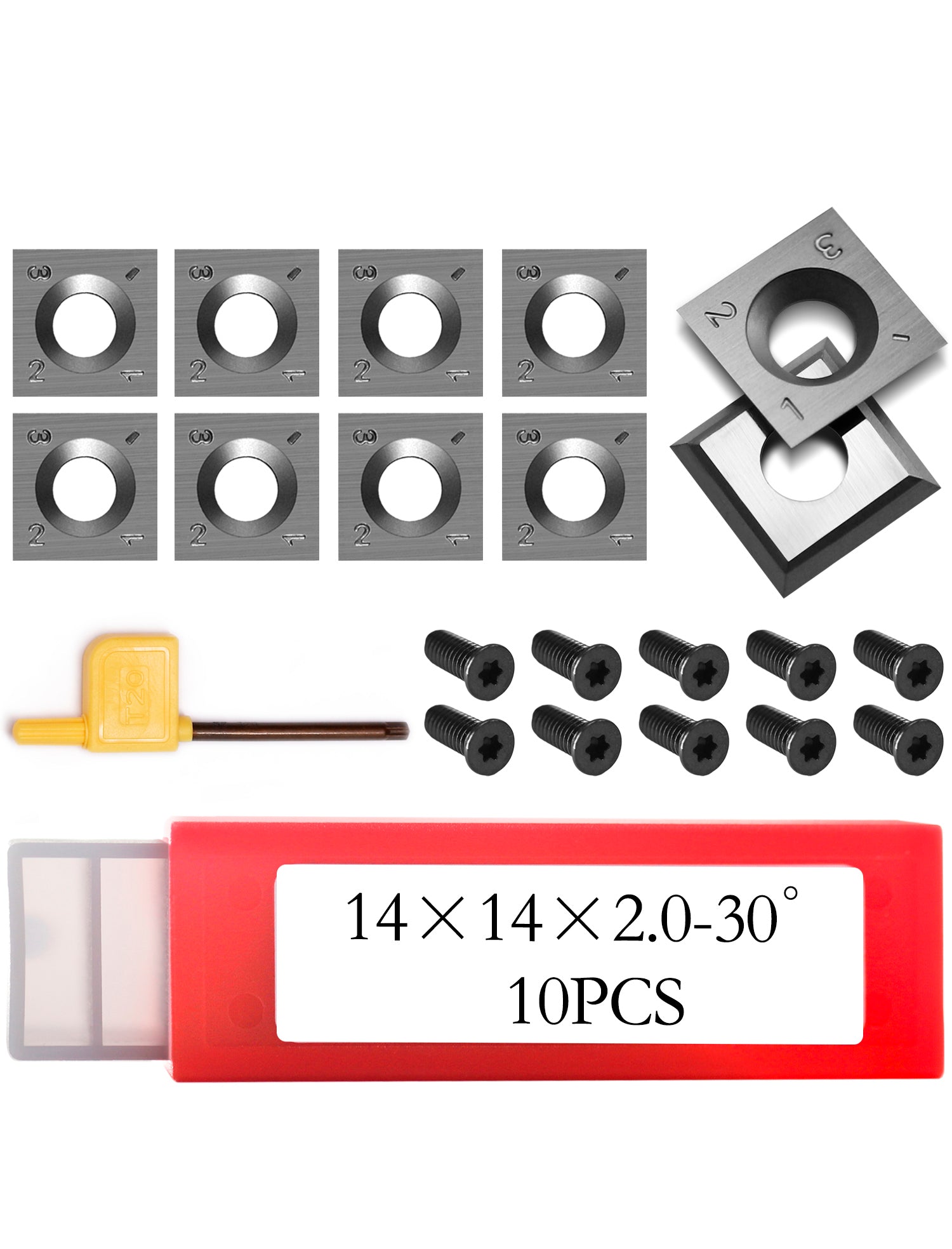 14×14×2 mm Indexable Carbide Insert Blades for Grizzly Spiral Cutterheads