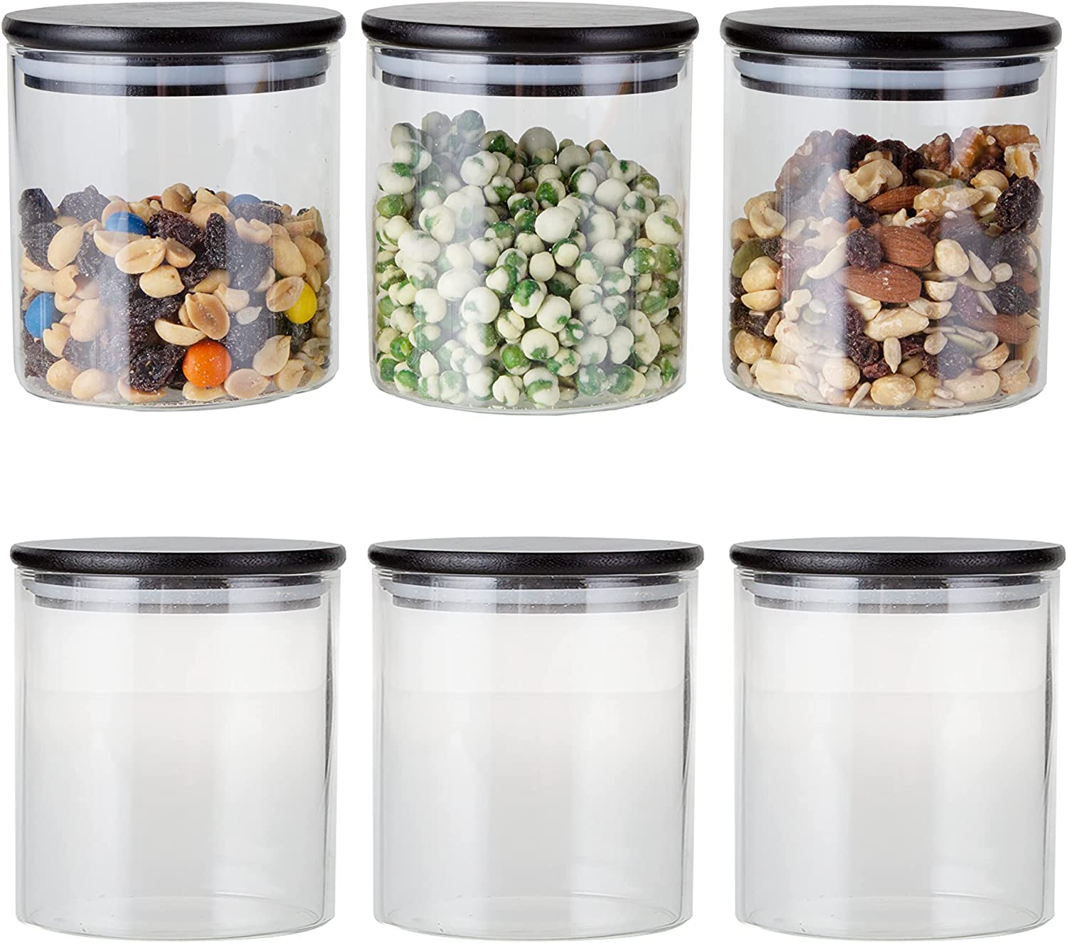 Glass Canisters with Airtight Bamboo Lids, 3 Sizes for Pantry Storage (3  Pack)